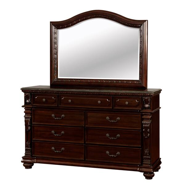 Shop Furniture Of America Days Cherry 2 Piece Dresser And Mirror