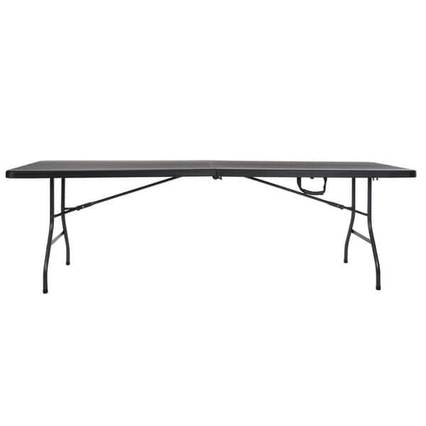 Cosco Deluxe 6 Foot x 30 inch Fold-in-Half Blow Molded Folding Table 2 Pack Black