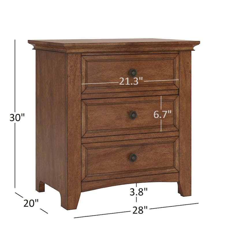Ediline 3-drawer Wood Modular Storage Nightstand with Charging Station by iNSPIRE Q Classic