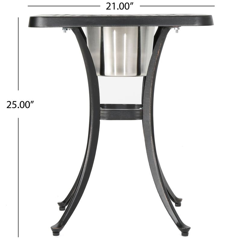 Ava Outdoor 3-piece Aluminum Square Bistro Set with Cushions by Christopher Knight Home