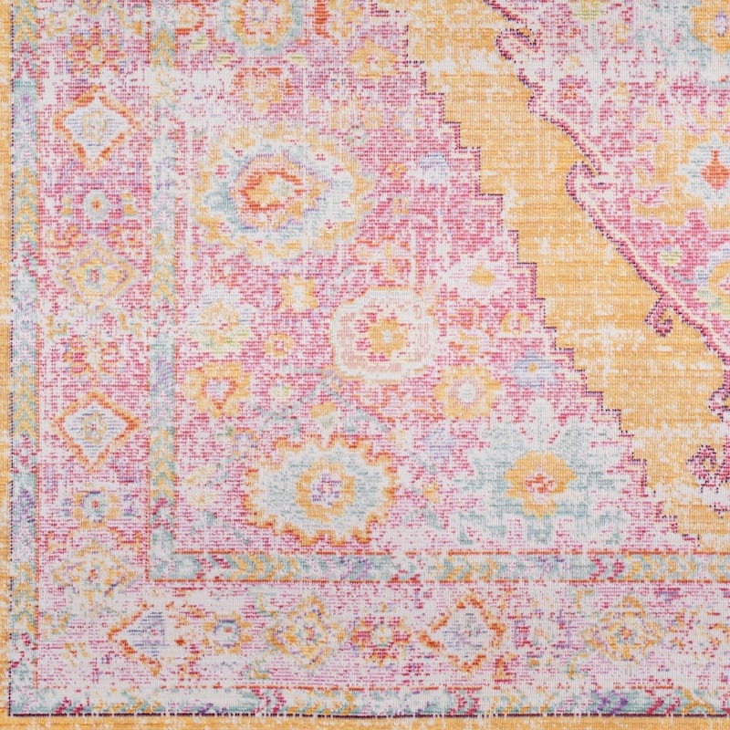 Vintage Distressed Oriental Pink Area Rug - 9' x 13'