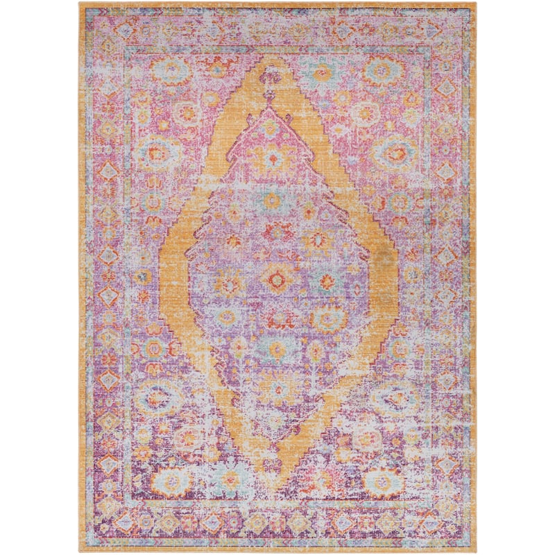 Vintage Distressed Oriental Pink Area Rug - 9' x 13'