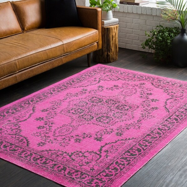 Shop Traditional Persian Distressed Overdyed Pink Area Rug 7'10" x 10