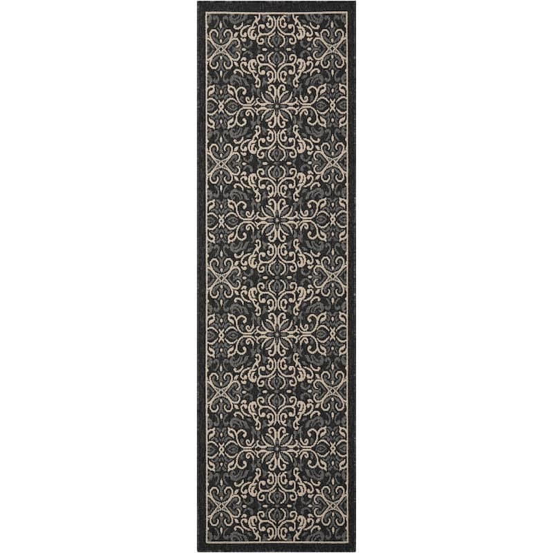 Nourison Caribbean Modern Trellis Medallion Indoor / Outdoor Area Rug
