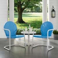 Griffith Sky Blue and White Metal Outdoor Table and Side Table 3-piece Conversation Seating Set