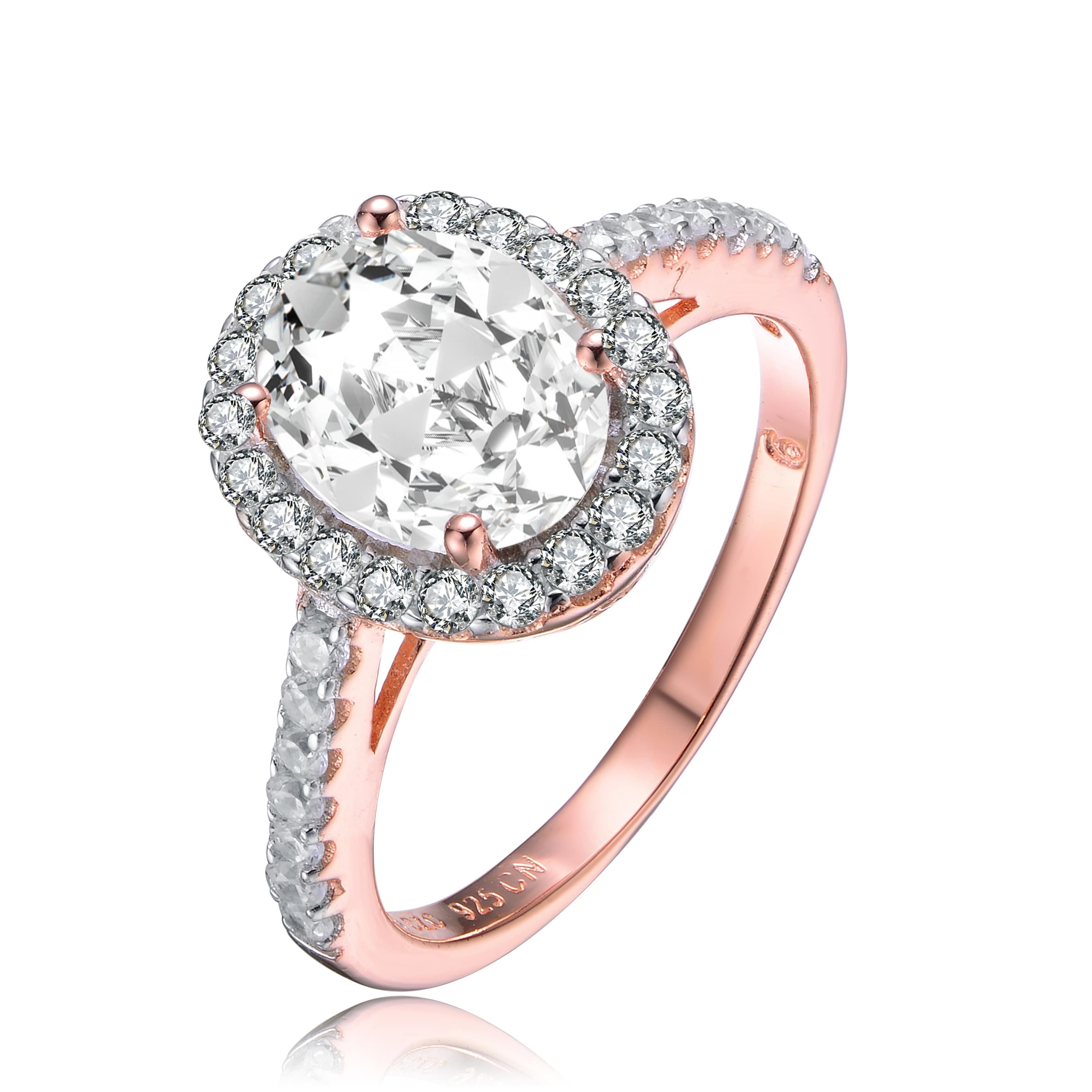 Womens 925 Sterling Silver Rhodium Plated Round Clear CZ Ring 7