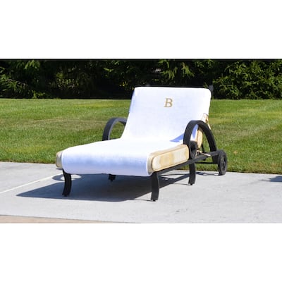 Authentic Turkish Cotton Gold Monogrammed Towel Cover for Standard Size Chaise Lounge Chair