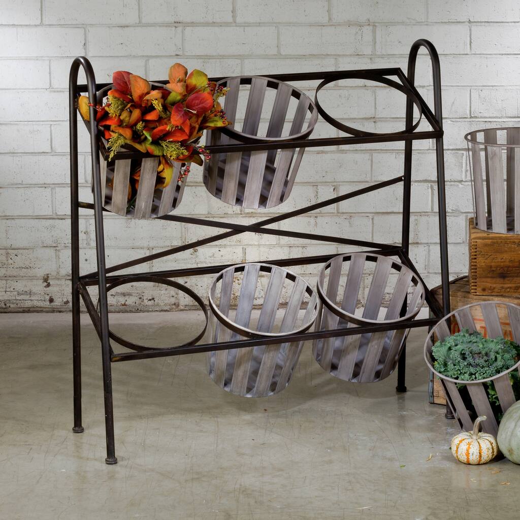 Bushel Basket 2-Tier Iron Display (Set of 6)