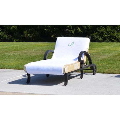Authentic Turkish Cotton Aqua Green Monogrammed Towel Cover for Standard Size Chaise Lounge Chair