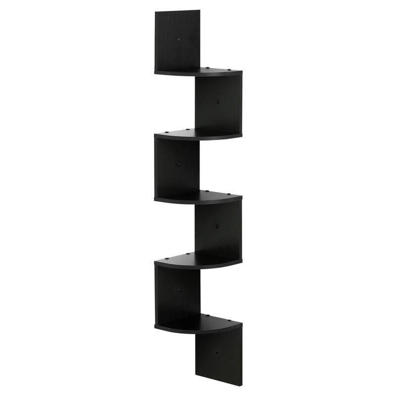 Porch & Den Munjoy Espresso 5-tier Wall-mount Floating Corner Shelf