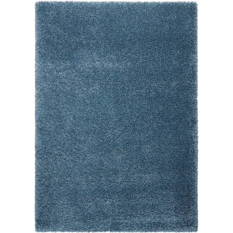 Nourison Amore Shag Area Rug - Modern & Contemporary/Shag - Dark Blue - Trellis - 4' x 6' - Rectangle - Polypropylene - 3'11" x 5'11" - N/A