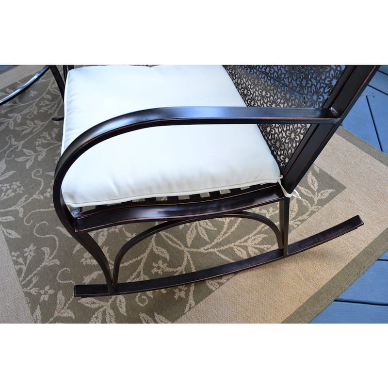 Garden Oiled Copper Metal Rocking Chair Set (3-Piece)