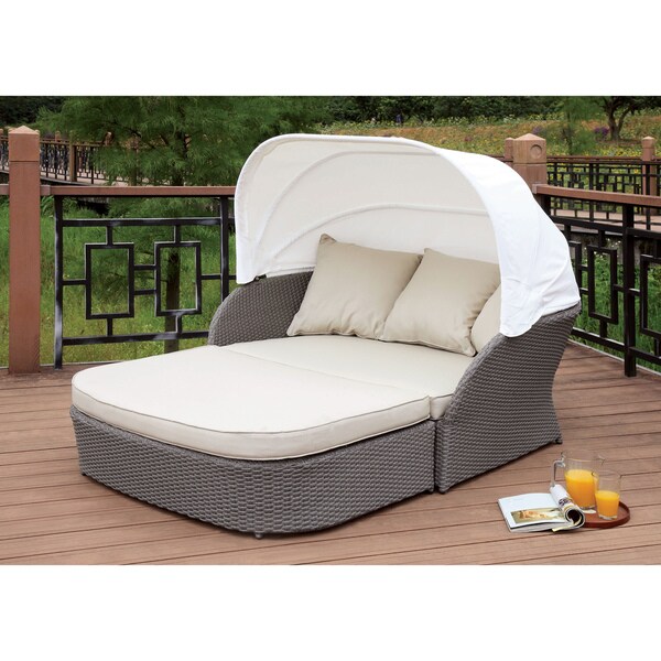 Furniture Of America Viena Contemporary Aluminum Wicker Fabric Furniture Of America Viena Contemporary Aluminum Wicker Fabric Grey Patio Canopy Bed