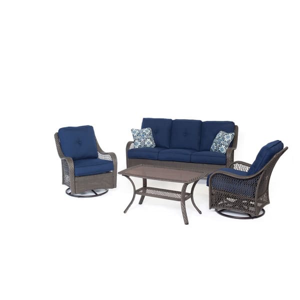 Shop Cambridge Merritt Navy Blue Steel 4 Piece All Weather Patio Set Overstock 15951385