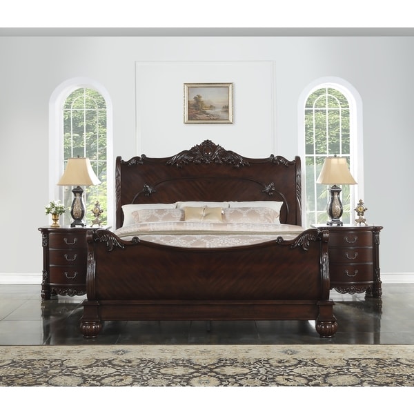 Saillans Cherry Finish Solid Wood Construction Bed