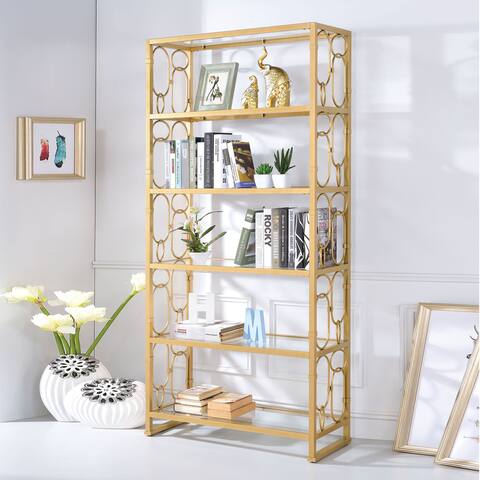 Acme Furniture Milton Goldtone Metal and Clear Glass Bookshelf