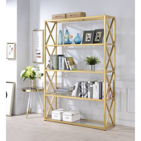 Acme Furniture Milavera Goldtone Metal and Glass Bookshelf