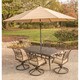 Hanover Traditions Tan Aluminum 7-piece Dining Set with Umbrella and Stand - Thumbnail 2