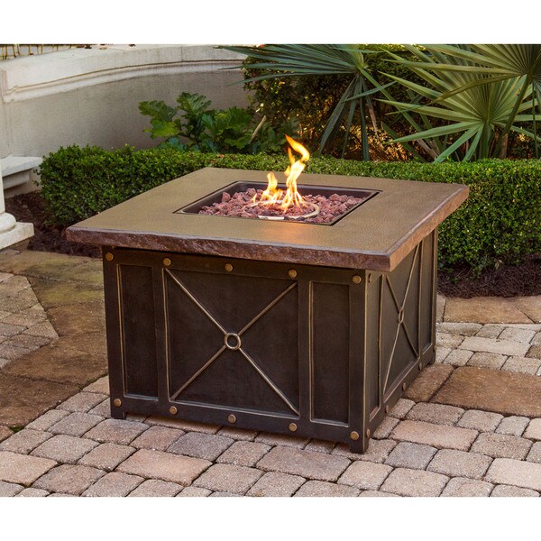 Hanover Durastone Top 40-inch Square Gas Fire Pit - Overstock - 15951449