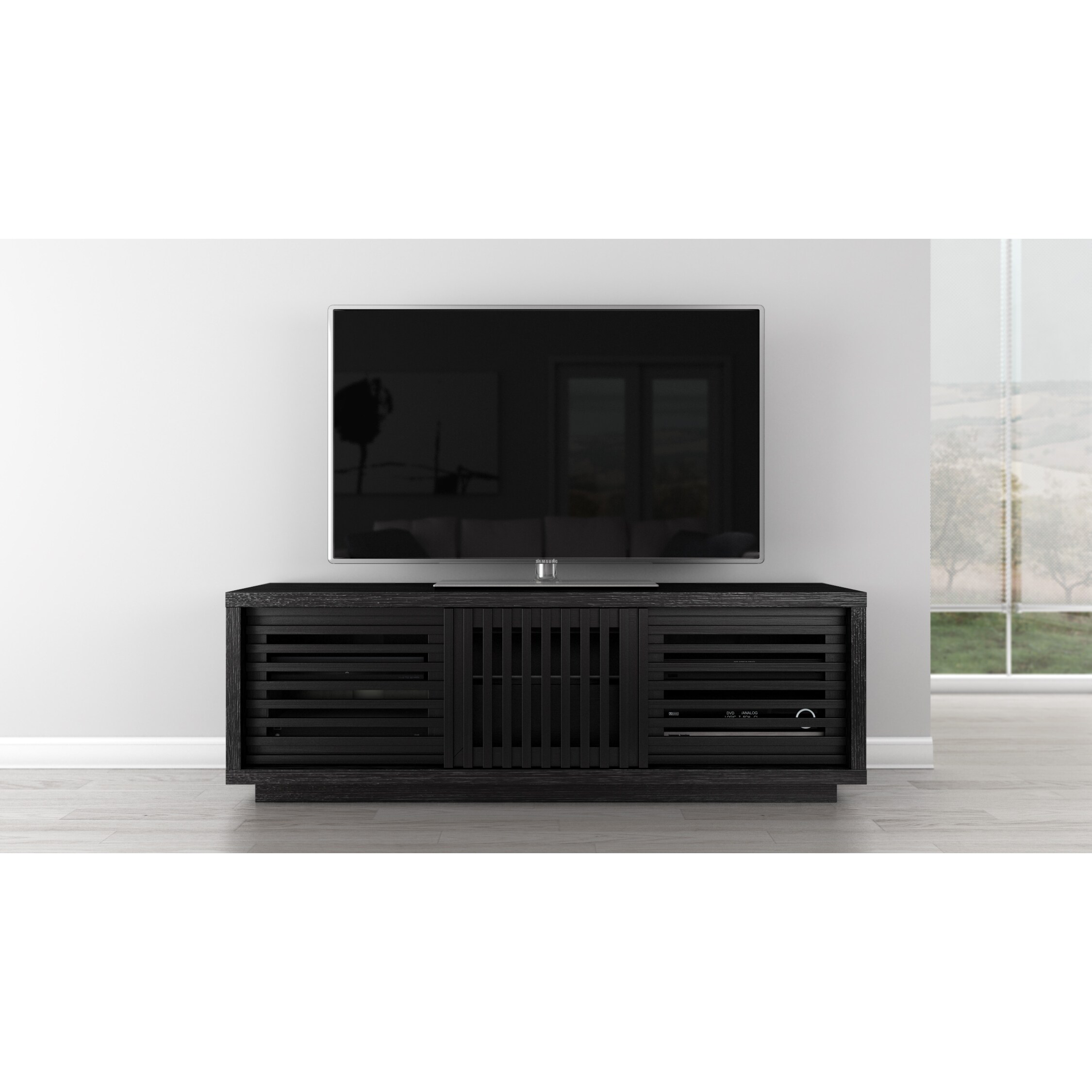 Shop Furnitech 64 Inch Black American Oak Media Console Free