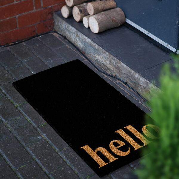 Black Hello Doormat