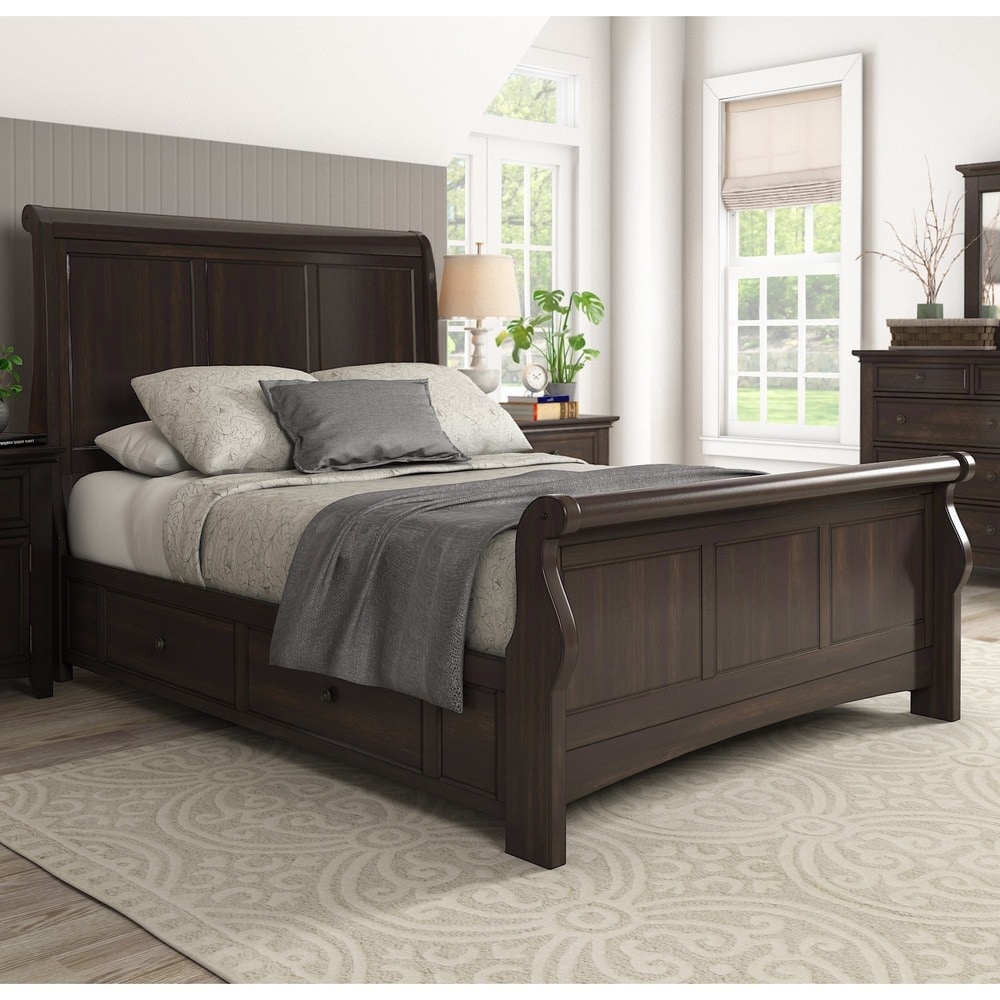 Clearance Lodge Sleigh 6 Drawer Queen Storage Bed – Quality Woods