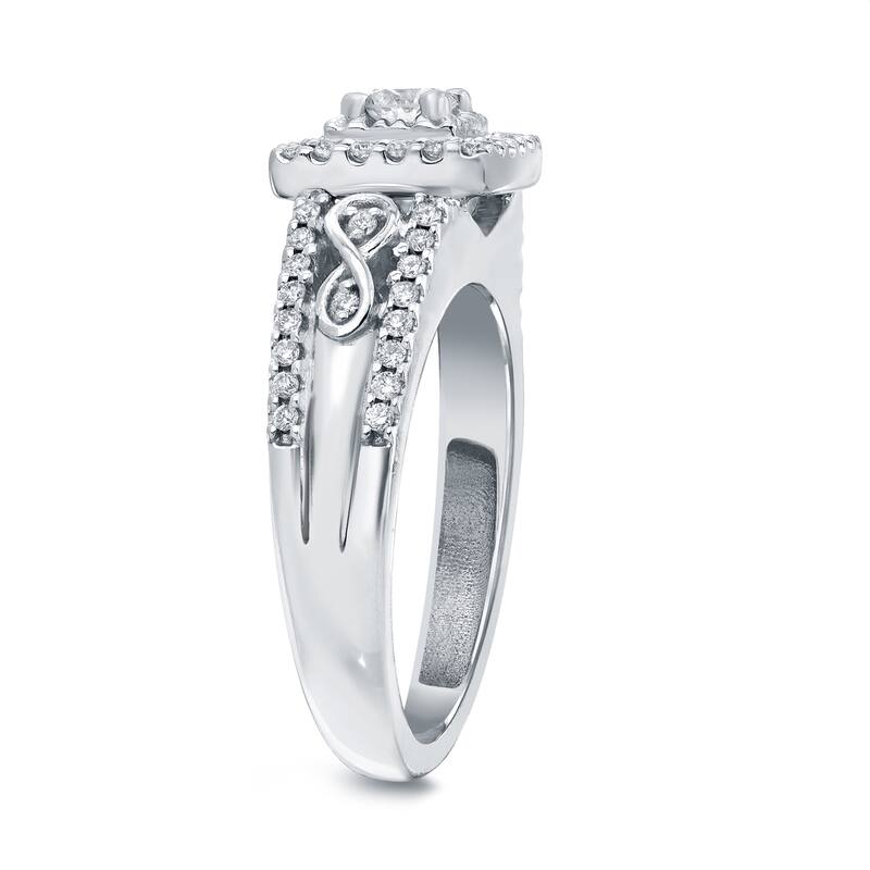 Auriya Unique Vintage 3/5ct TDW Round Diamond Halo Engagement Ring 14k Gold
