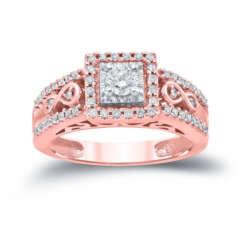 Auriya Unique Vintage 3/5ct TDW Round Diamond Halo Engagement Ring 14k Gold