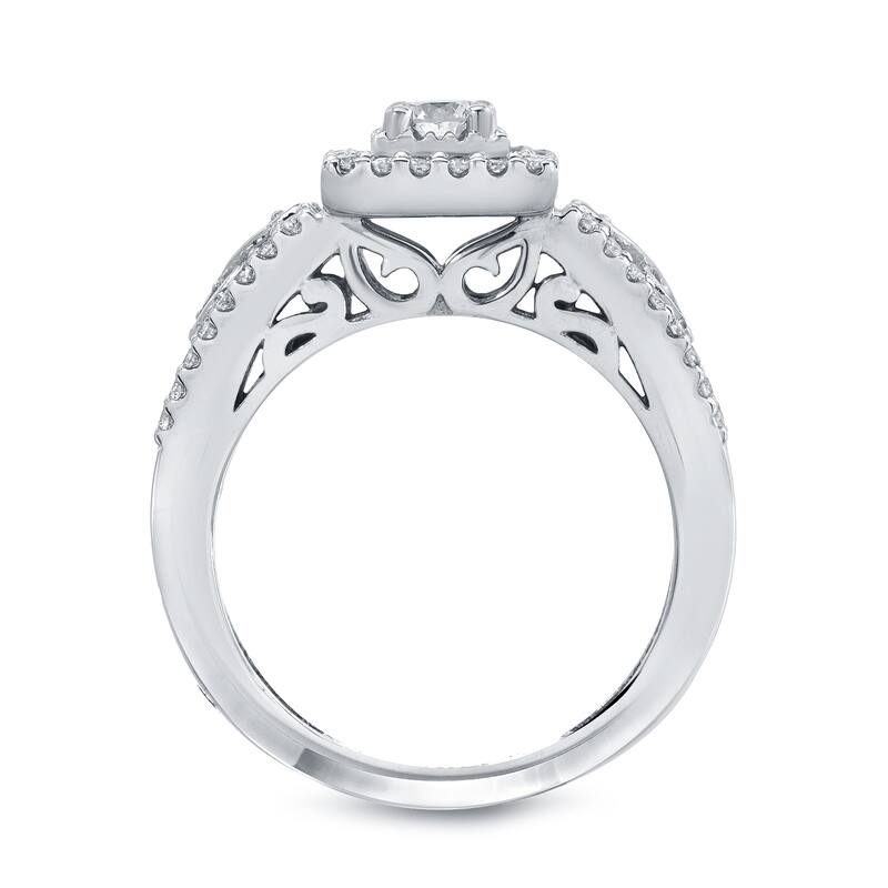 Auriya Unique Vintage 3/5ct TDW Round Diamond Halo Engagement Ring 14k Gold