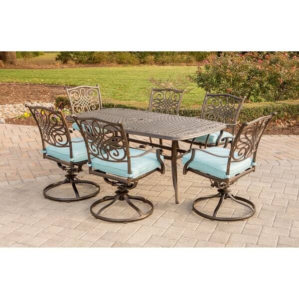 Shop Hanover Traditions Blue Aluminum 7 Piece Dining Set With 72