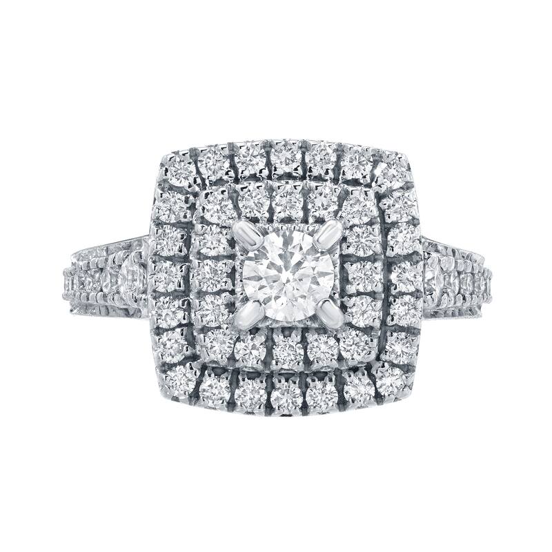 Auriya 1 2/5ct TDW Round Double Halo Diamond Engagement Ring 14k Gold