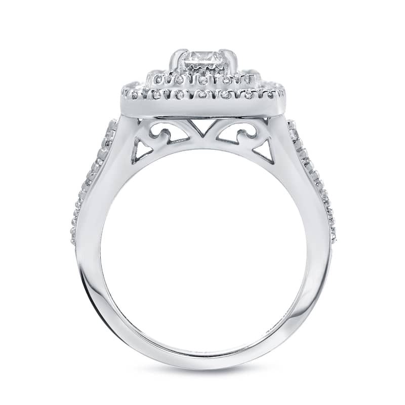 Auriya 1 2/5ct TDW Round Double Halo Diamond Engagement Ring 14k Gold
