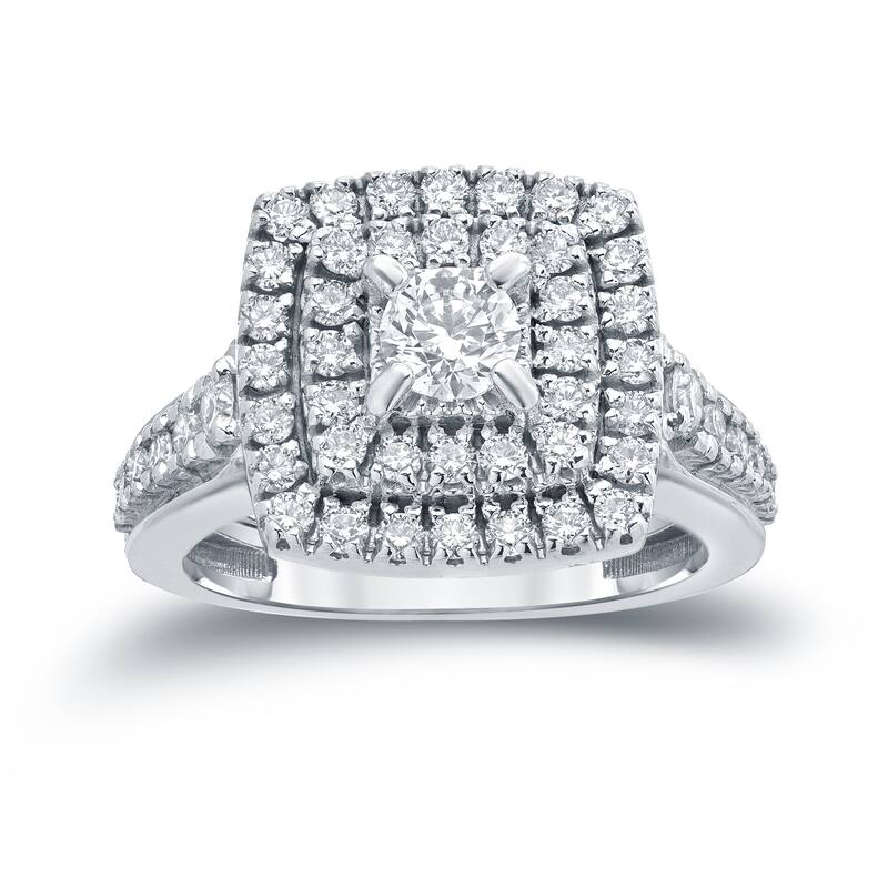 Auriya 1 2/5ct TDW Round Double Halo Diamond Engagement Ring 14k Gold