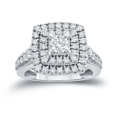Auriya 1 2/5ct TDW Round Double Halo Diamond Engagement Ring 14k Gold