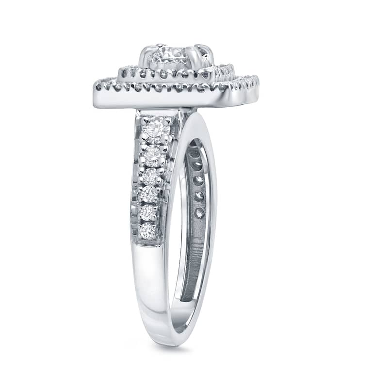 Auriya 1 2/5ct TDW Round Double Halo Diamond Engagement Ring 14k Gold