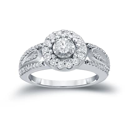 Auriya 1/2ct TDW Round Diamond Halo Engagement Ring 14k Gold