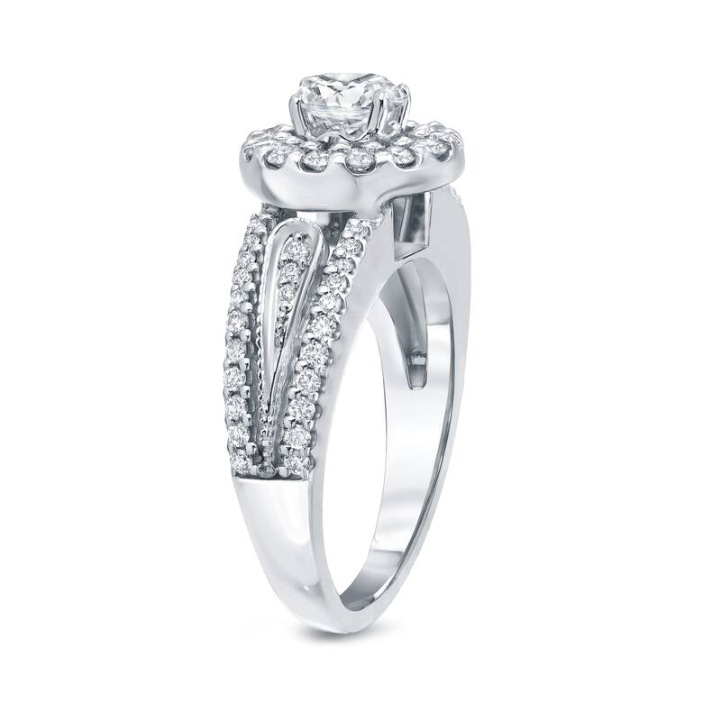 Auriya 1/2ct TDW Round Diamond Halo Engagement Ring 14k Gold