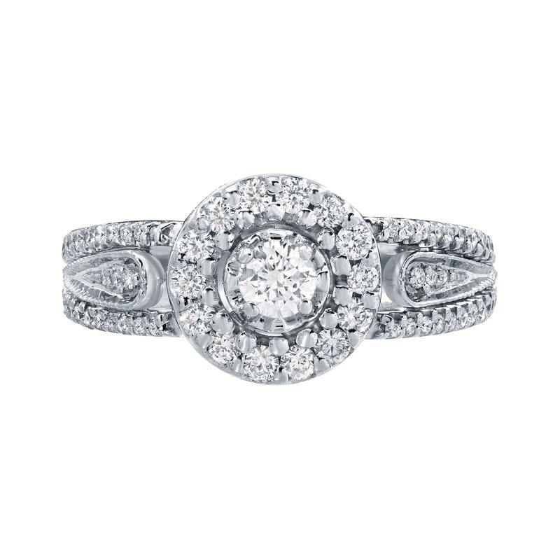 Auriya 1/2ct TDW Round Diamond Halo Engagement Ring 14k Gold