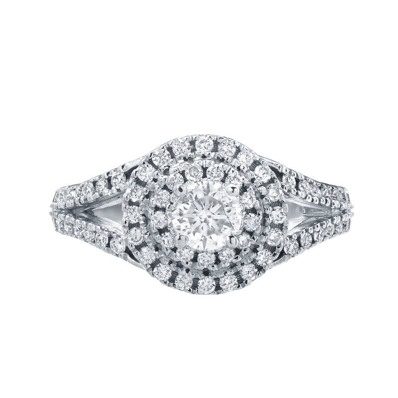 Auriya Modern Split Shank 1ct TDW Round Diamond Halo Engagement Ring by Auriya 14k Gold