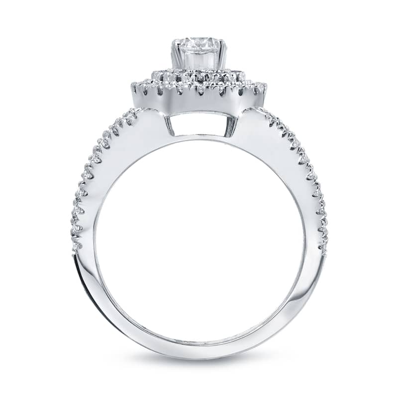 Auriya Modern Split Shank 1ct TDW Round Diamond Halo Engagement Ring by Auriya 14k Gold