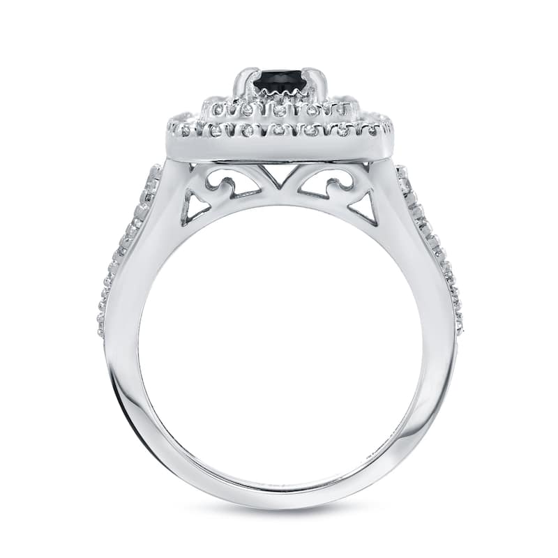 Auriya 1 2/5ct TDW Round Double Halo Black Diamond Engagement Ring 14k Gold (H-I, I1-I2)
