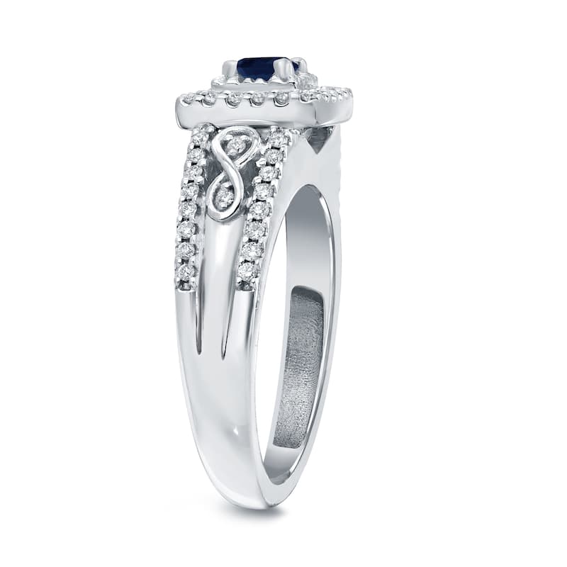 Auriya Vintage 1/4ct Blue Sapphire and 1/3ctw Diamond Halo Engagement Ring 14K Gold