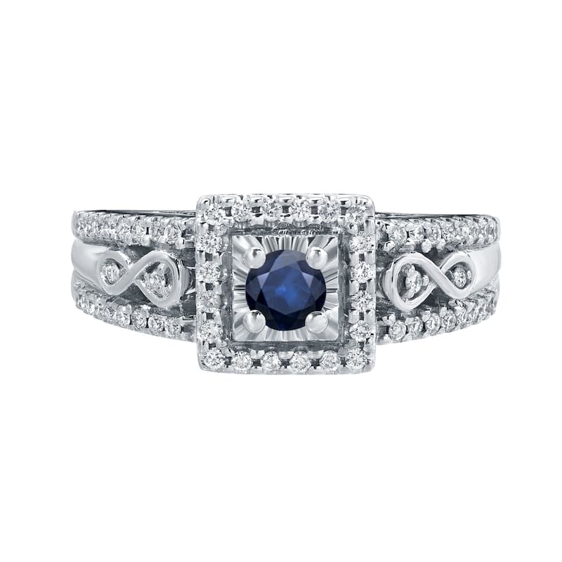 Auriya Vintage 1/4ct Blue Sapphire and 1/3ctw Diamond Halo Engagement Ring 14K Gold