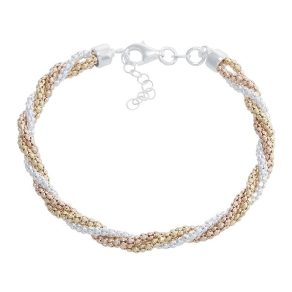 Athra Luxe Collection Tri Color Sterling Silver Twisted Athra Luxe Collection Tri Color Sterling Silver Twisted Bracelet