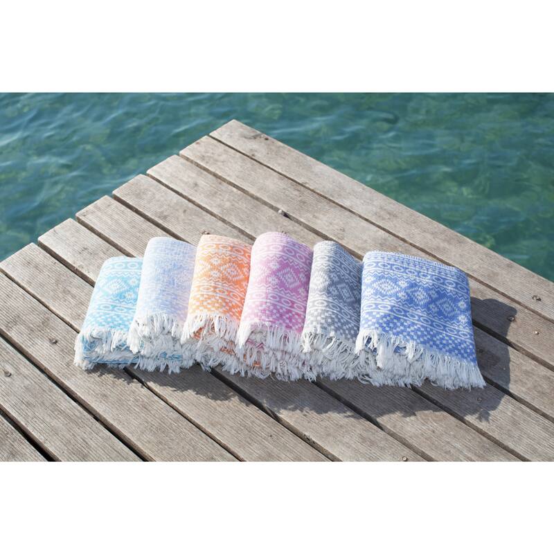 Authentic Pestemal Fouta Sienna Geometric Stripe Turkish Cotton Bath/ Beach Towel