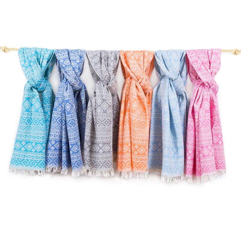 Authentic Pestemal Fouta Sienna Geometric Stripe Turkish Cotton Bath/ Beach Towel