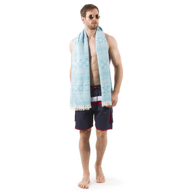 Authentic Pestemal Fouta Sienna Geometric Stripe Turkish Cotton Bath/ Beach Towel