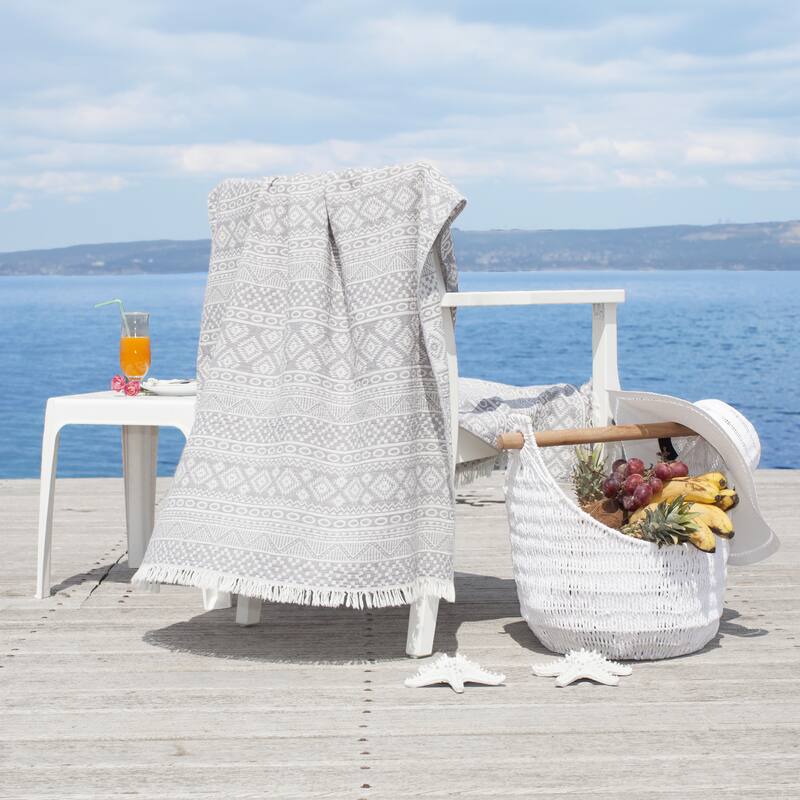 Authentic Pestemal Fouta Sienna Geometric Stripe Turkish Cotton Bath/ Beach Towel