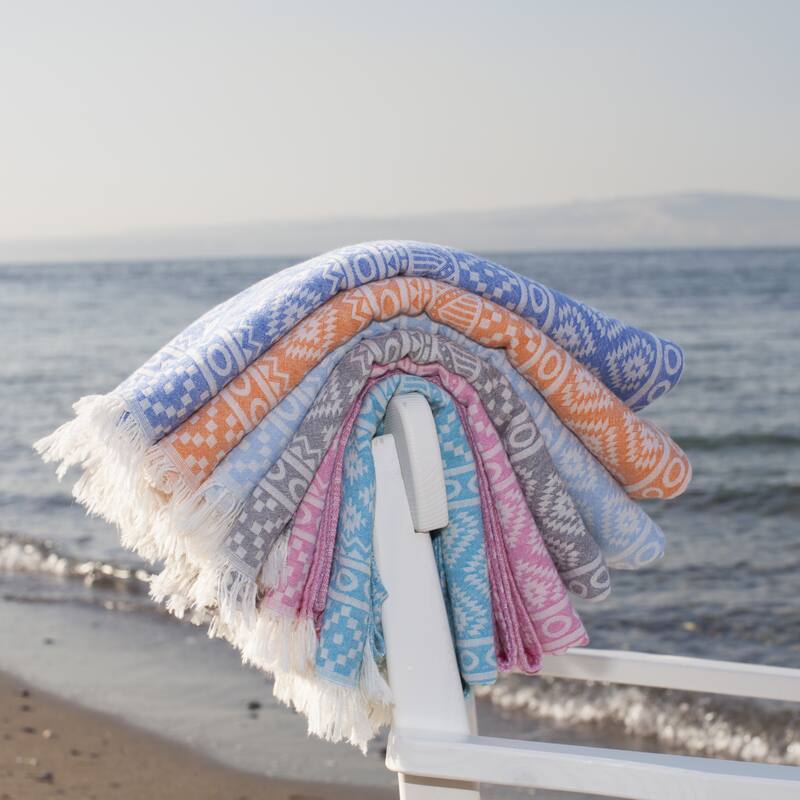 Authentic Pestemal Fouta Sienna Geometric Stripe Turkish Cotton Bath/ Beach Towel