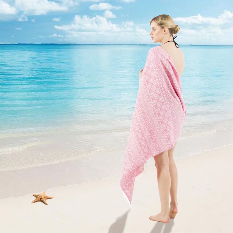 Authentic Pestemal Fouta Sienna Geometric Stripe Turkish Cotton Bath/ Beach Towel